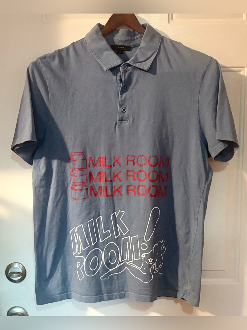 Blue Vince Cotton polo shirt, graphic print design Men’s size Large
